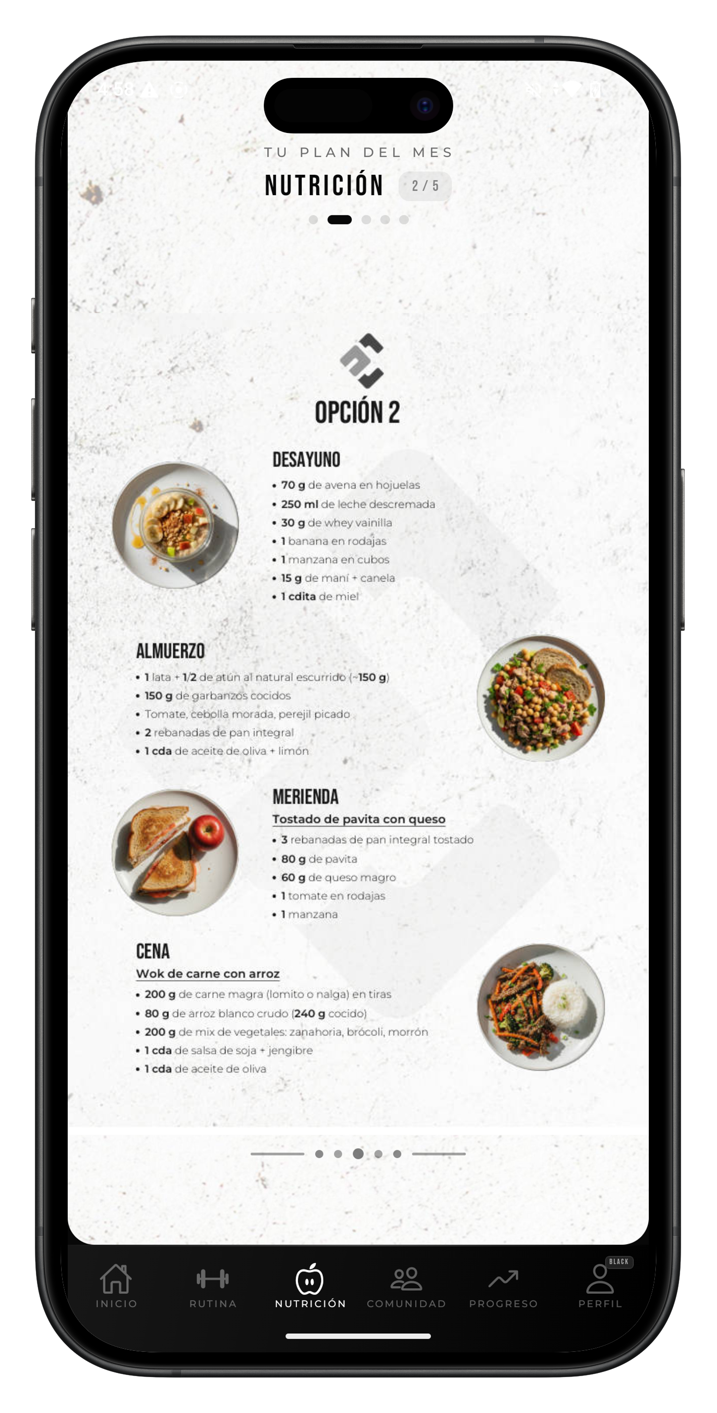 Plan de nutrición con comidas reales